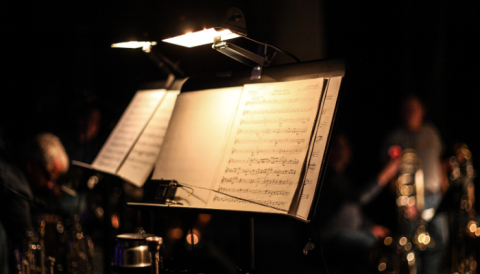 Sheet music on a music stand