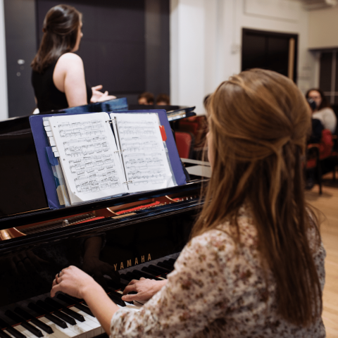 Pianist playing with singer