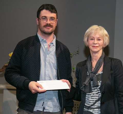 Gabriel Dufour-Laperrière receiving the Composition Prize from Mrs Lauraine Cadoret from Fondation Père Lindsay at the Gala Ceremony on May 25.