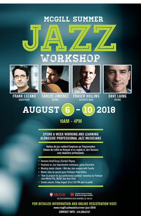 mcgill  2018 jazz summer workshop schulich school of music