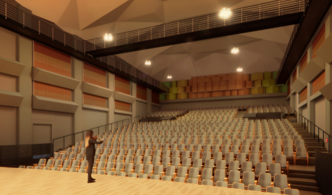 A solo violin player facing an empty hall of 600 seats