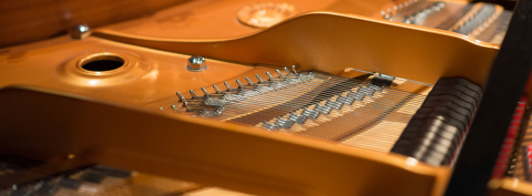 Close-up of inside of piano