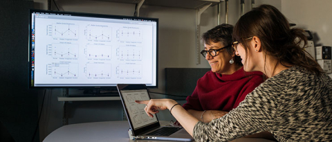 two females looking a compuer screen