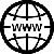 White background circle outlined in black with criss-crossing lines representing www browser