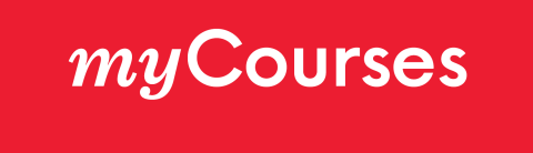 myCourses logo on red background
