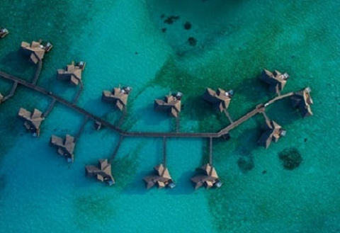 A group of houses on the sea