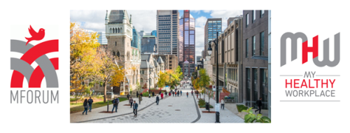 McGill campus with management forum and my healthy workplace logos