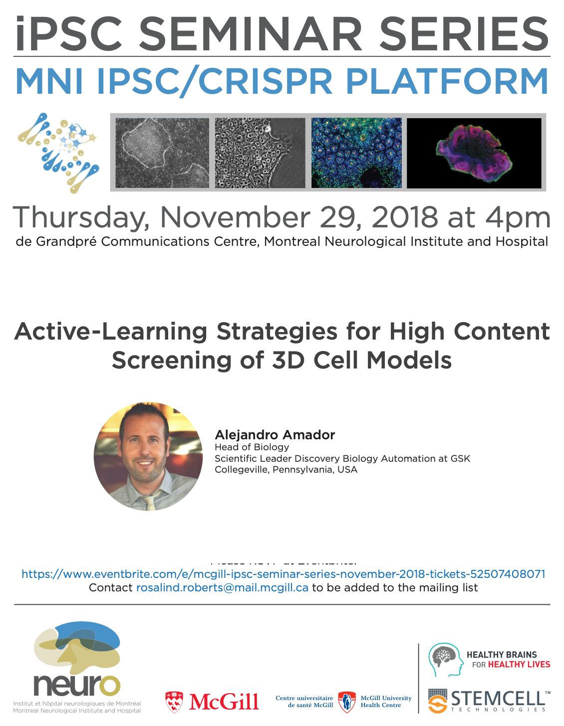 Neuro iPSC Seminar Series speaker Alejandro Amador