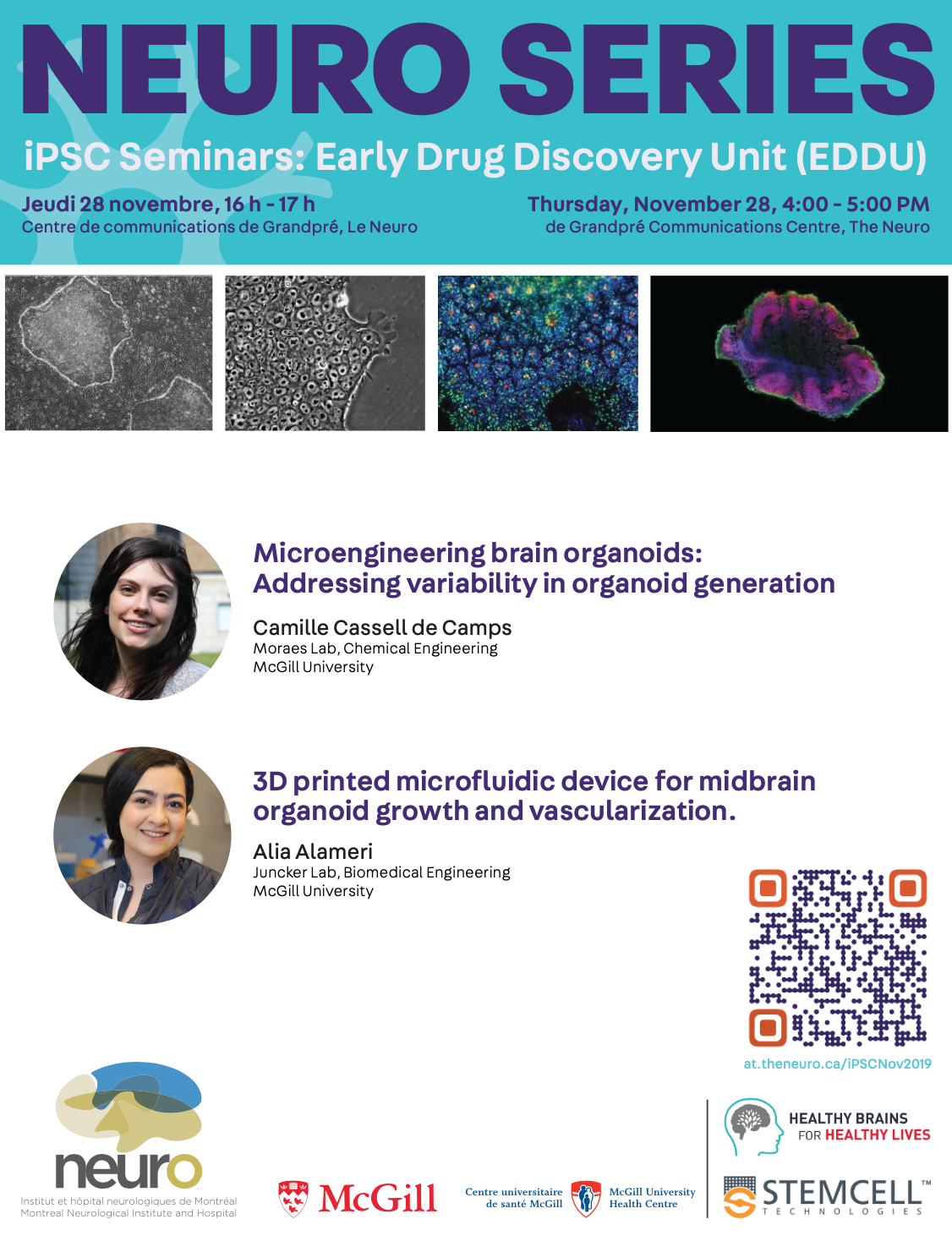 Neuro iPSC Seminar Series speakers Camille Cassel de Camps and Alia Alameri