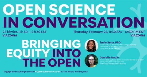 Event poster for "Open Science in Conversation- Bringing Equity Into The Open" 