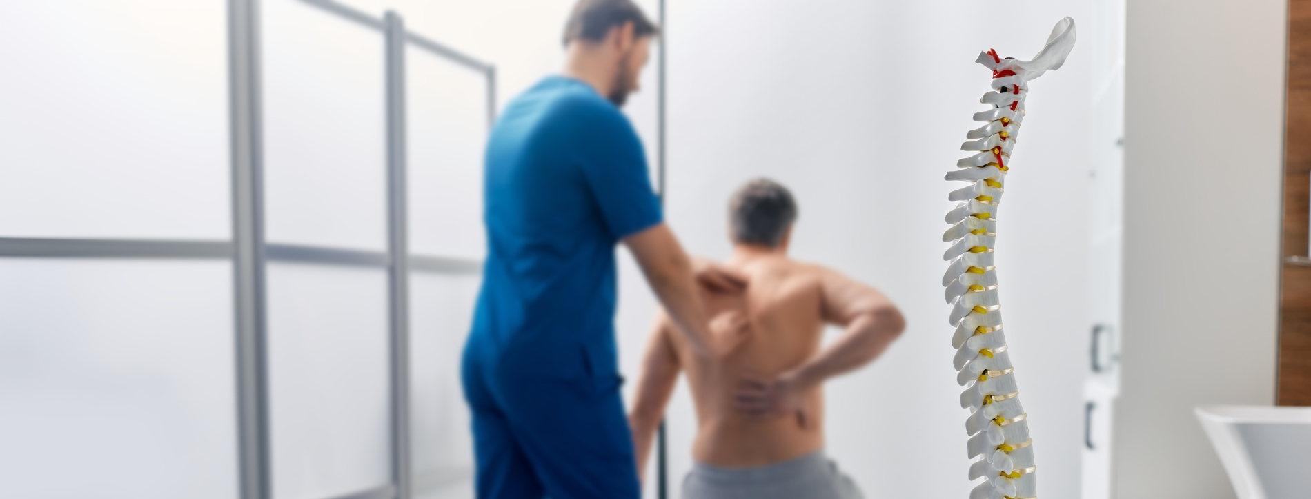 A physiotherapist assessing a patient 