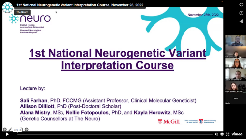 Screen shot of the 1st National Neurogenetic Variant Interpretation Course, November 28, 2022