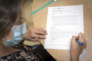 Patient filling out form