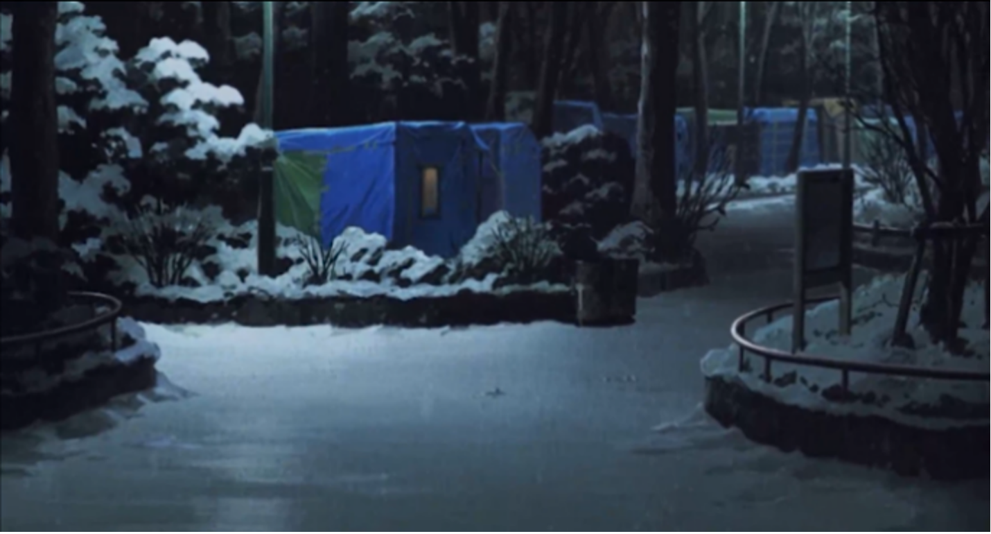 Park with homeless encampment