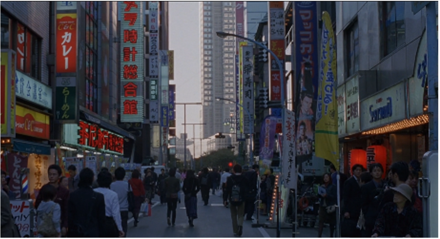 Commercial street full of people