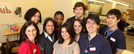 Nursing students in learning lab.