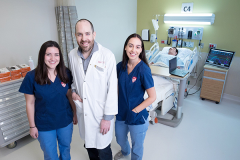 Nursing instructor with two students