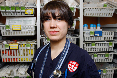 Female nursing student in clinic