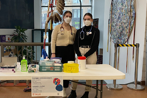 Two nursing students in community clinic