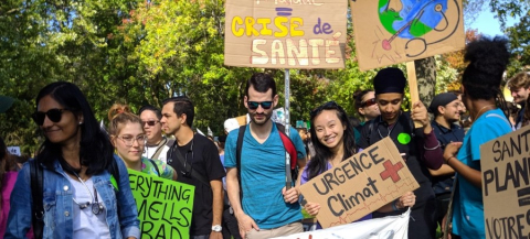 students at climate march