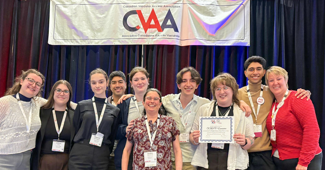 VASC student members and faculty advisors proudly accept the People's Choice Award at the National Conference in Prince Edward Island