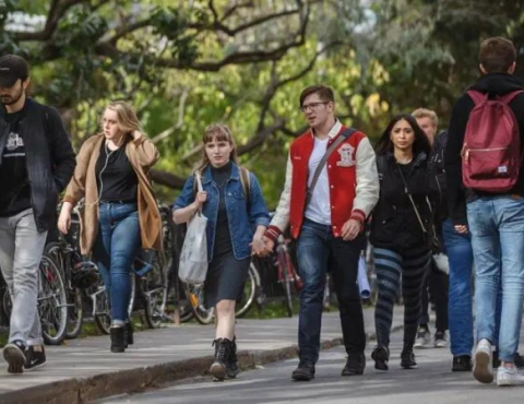 happy students in a campus