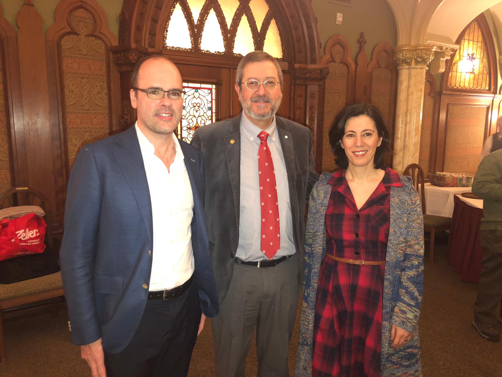 Photo of medical physicists, Dr. John Kildea and Dr. Shirin Enger, with Department Chair Dr. Eduardo Franco
