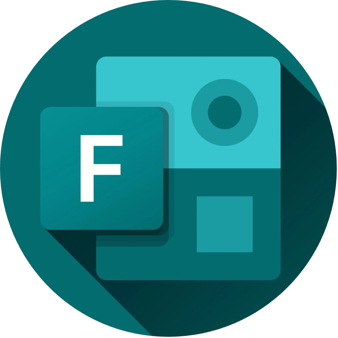 Microsoft Forms logo, a teal cartoon image 