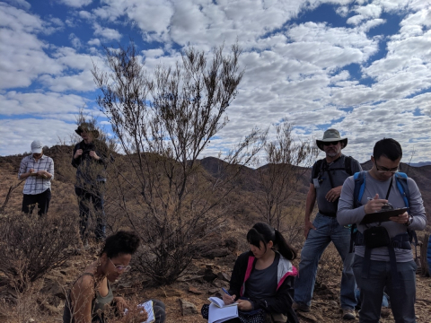 Thanks to the efforts of the EPS Learning Community, not even the spectacular geology of South Australia's Flinders Ranges could distract these EPS students from their new-found fervour for writing. (Photo: Anna Hayden)