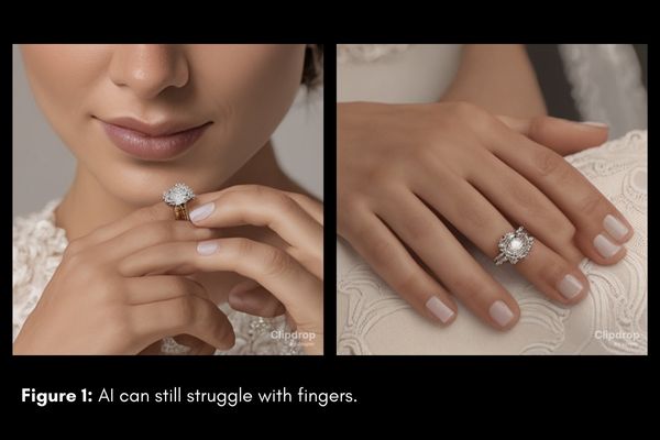 diamond ring on AI 6-fingered hand 