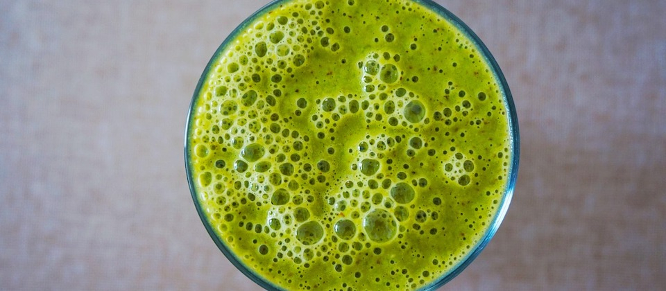 close up of a green smoothie