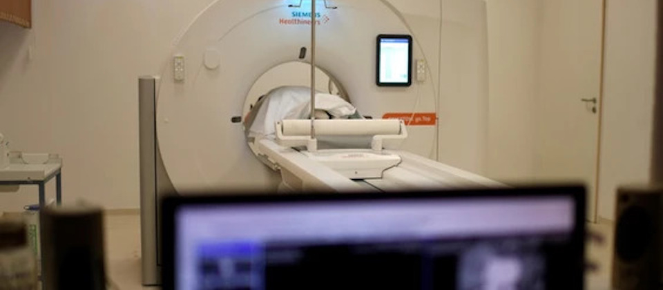 person undergoing a CT scan