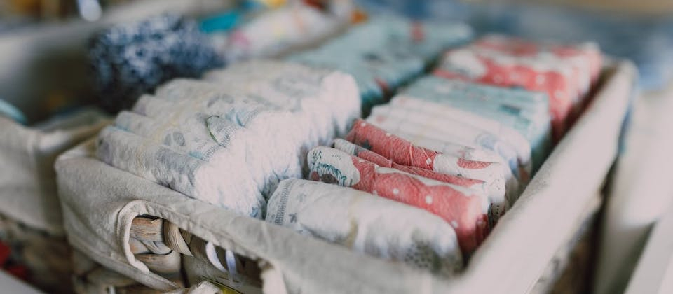 close up of organized diapers