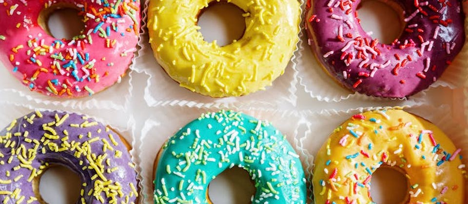 Glazed and sprinkled donuts