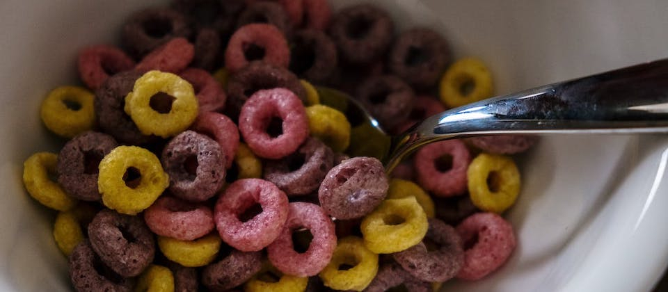 close-up of colourful froot loops cereal