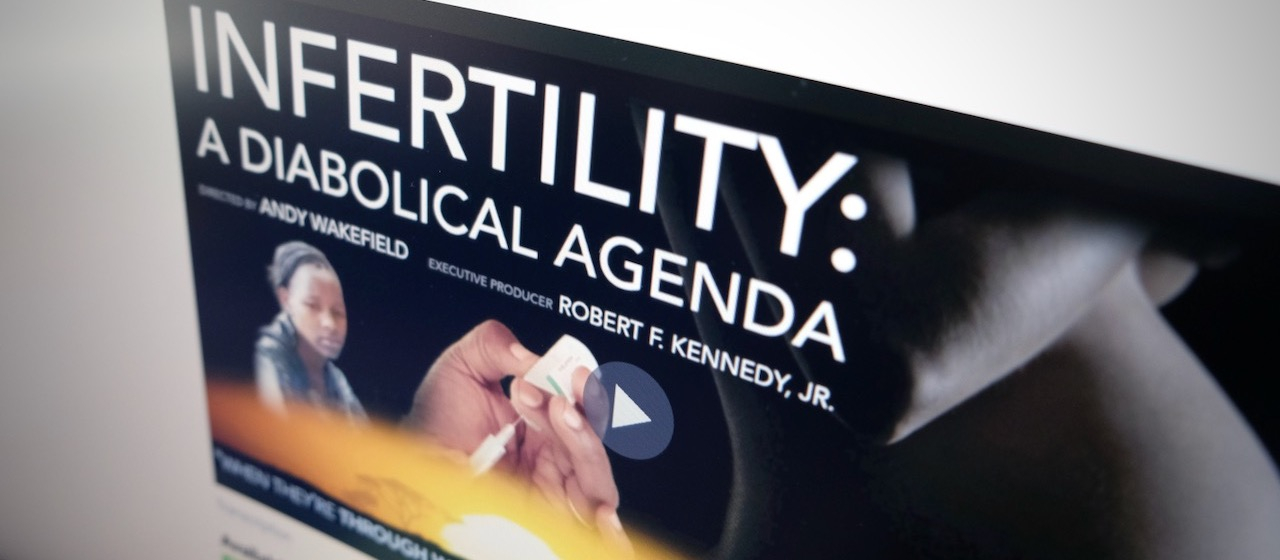 the title card of the documentary "Infertility: A Diabolical Agenda"