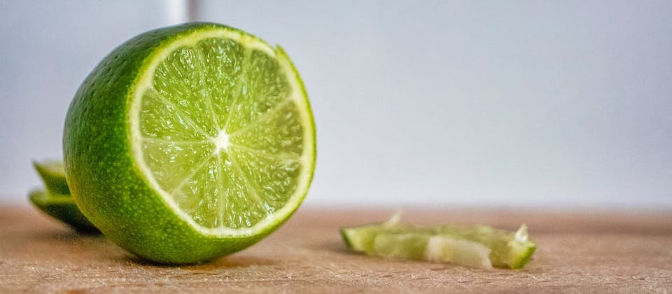 cross-section of a seedless lime