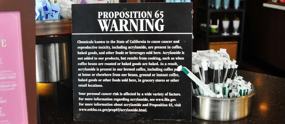 A proposition 65 warning sign in a San Francisco Starbucks