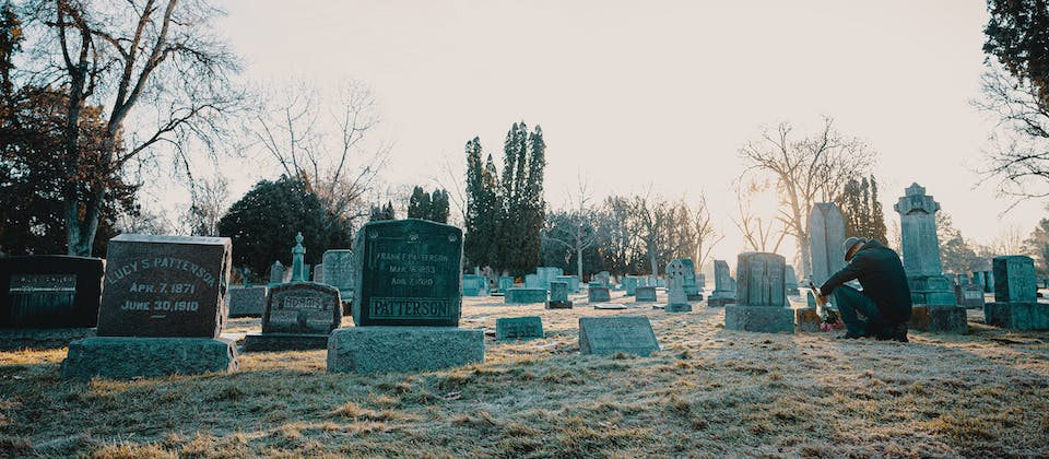 Headstones in a cemetery 