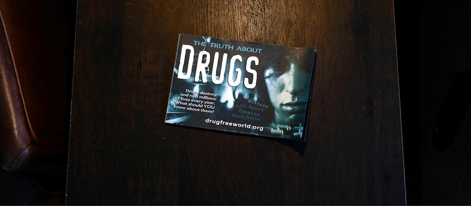 Say no to drugs pamphlet on wooden table