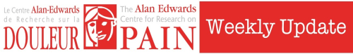 The logo of the alan edwards centre for research on pain withj the words Weekly Update highlighted in red to the right