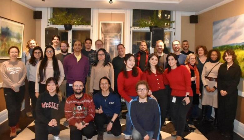 alan edward centre for Research on Pain christmas party with group photo at thompson house