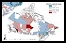 Map of results of study of regional inequality by Sébastien Breau, Centre on Population Dynamics, McGill University