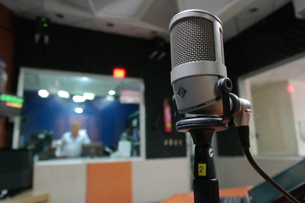 Gros plan sur un microphone