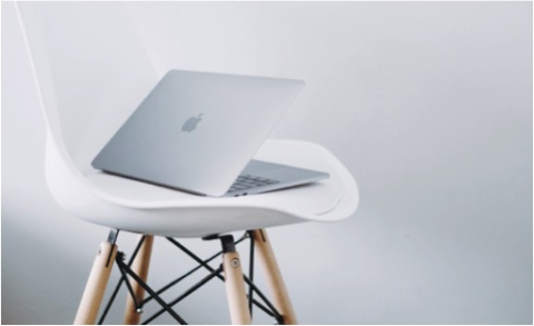 Laptop on chair