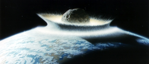 Meteorite landing on Earth