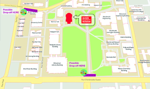 Map of the possible drop-off zones for buses