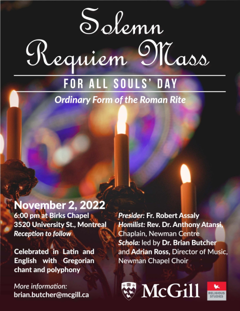 Candles. All Souls Mass. Nov 2 2022 at Birks Chapel. McGill University