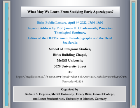 Birks public talk in Birks Chapel on April 4. In person or on zoom. 