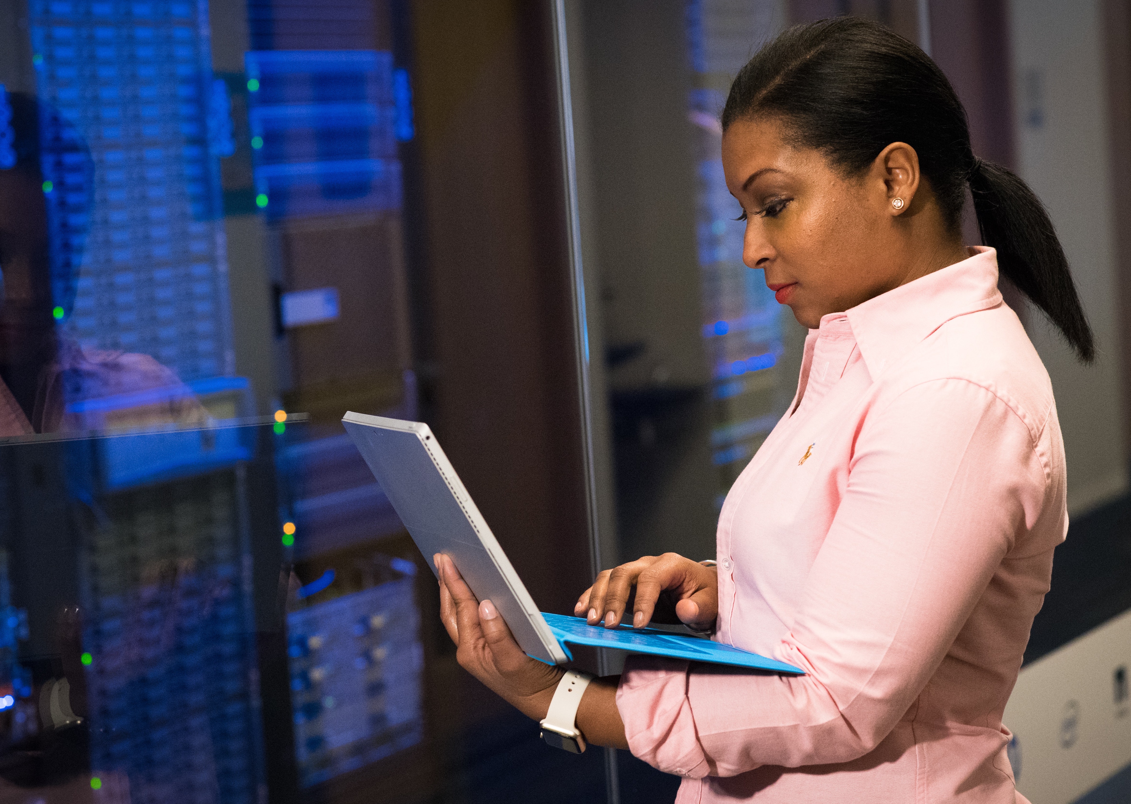 woman looking at a laptop